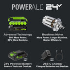24V PowerAll Pro 7-1/4" 6000RPM Circular Saw, Tool Only