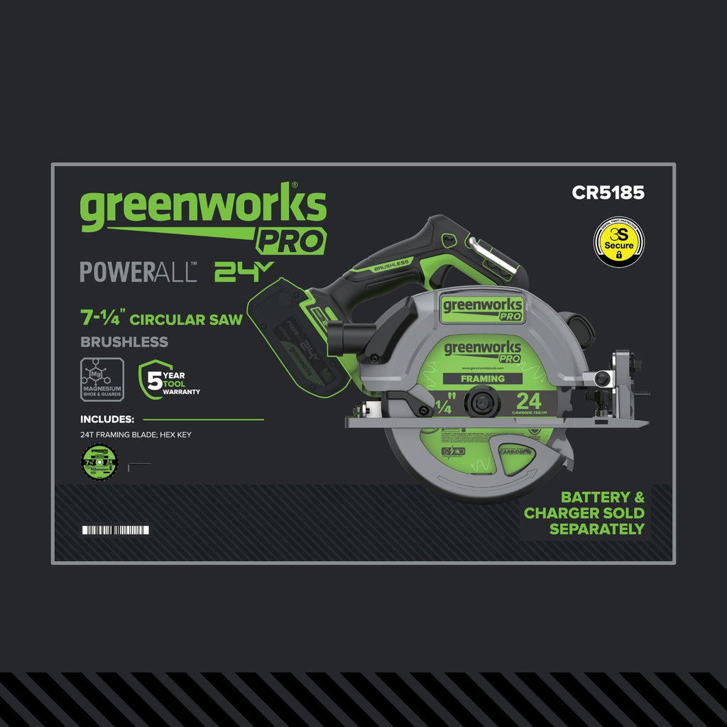 24V PowerAll Pro 7-1/4" 6000RPM Circular Saw, Tool Only