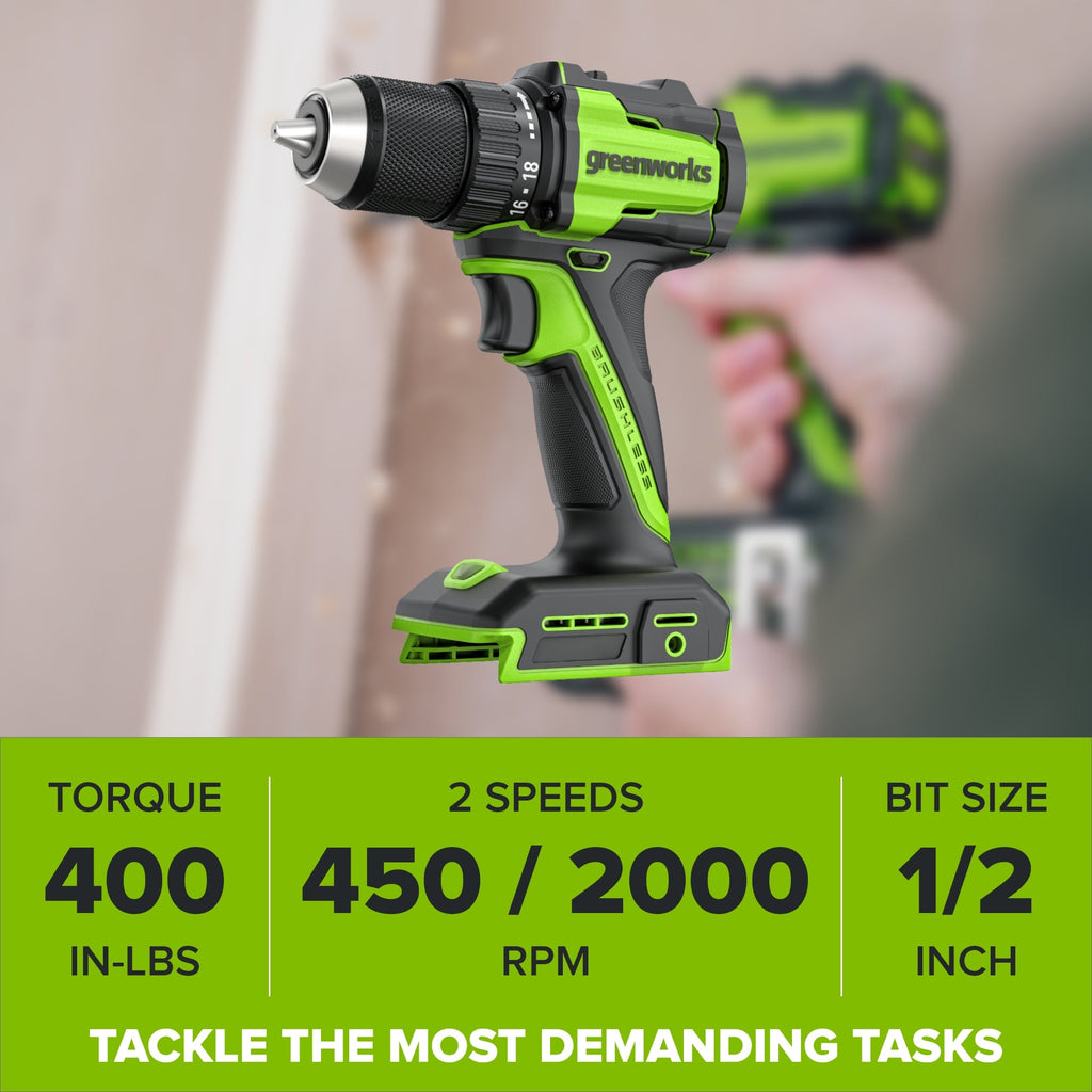24V PowerAll 400 in-lb Drill Driver with (1) 2.0 Ah USB-C Battery, 30W USB-C Charger Block, 3' 100W USB-C Cable, Belt Clip, and Bit