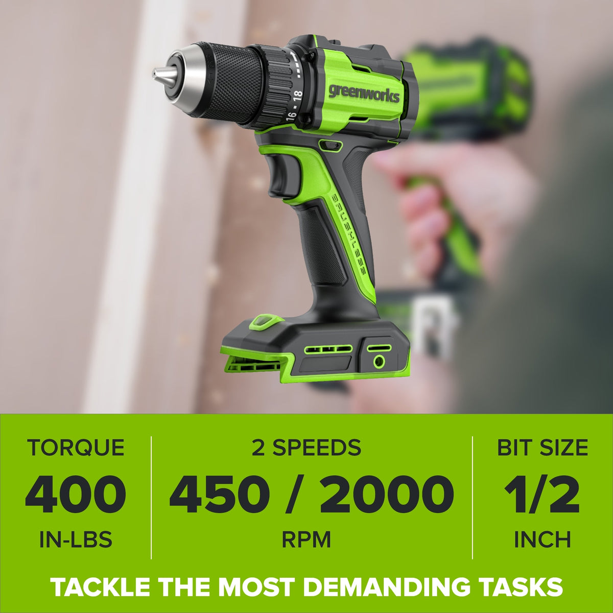 24V PowerAll 400 in-lb Drill Driver with (1) 2.0 Ah USB-C Battery, 30W USB-C Charger Block, 3' 100W USB-C Cable, Belt Clip, and Bit
