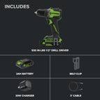 24V PowerAll Pro 1/2" 530 in-lb Drill Driver, with 2.0 Ah USB-C Battery, 30W USB-C Charger Block, 3' 100W USB-C Cable