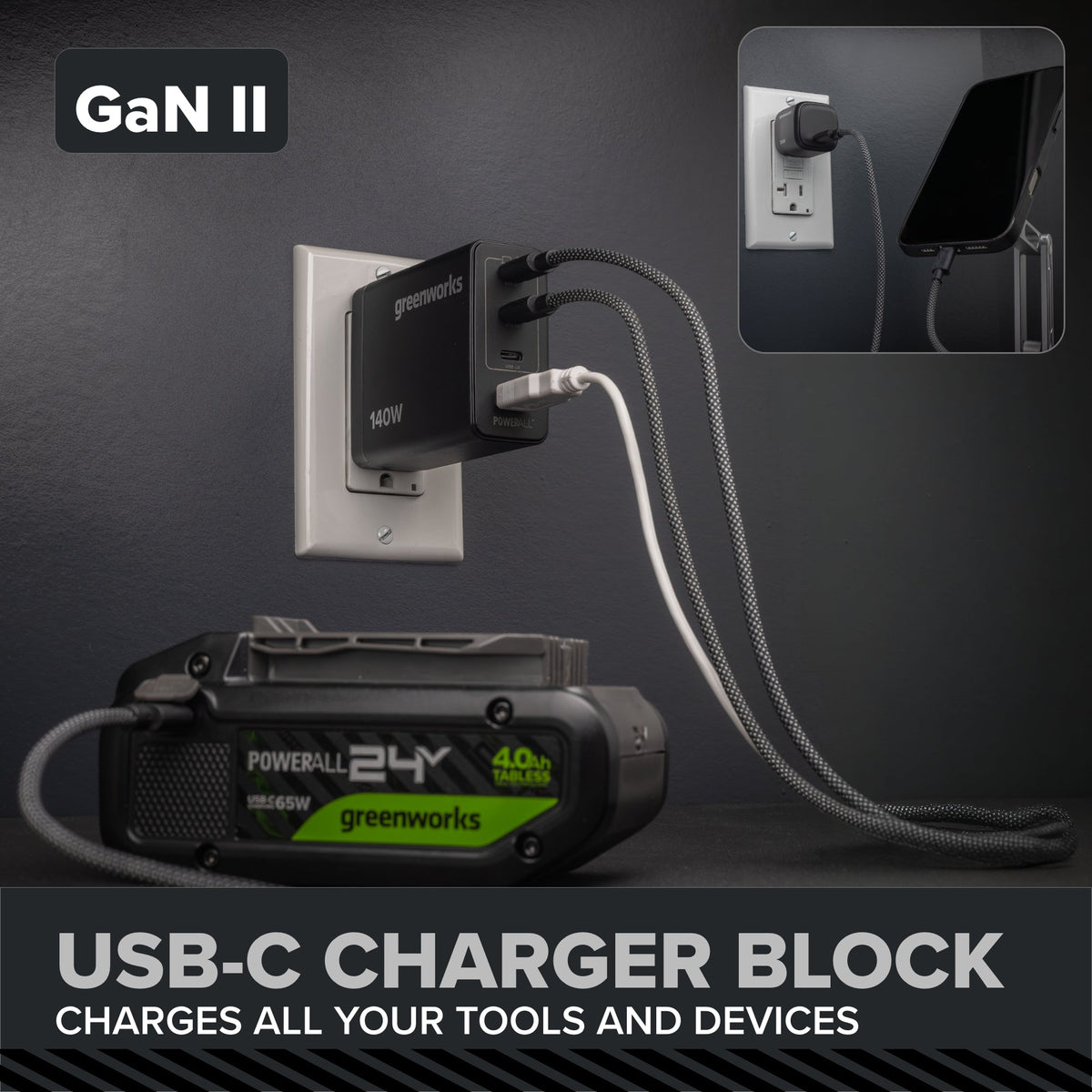 24V PowerAll Pro 850 in-lb 1/2" Hammer Drill, with 2.0 Ah USB-C Battery, 30W Charger, Belt Clip, and Auxiliary Handle
