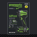 24V PowerAll Pro 2,200 In-Lb Impact Driver, with 2.0 Ah USB-C Battery, 65W USB-C Charger Block, 3' 100W USB-C Cable, Belt Clip