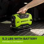 24V PowerAll Dual-Power Inflator/Deflator, with Pinch Valve Adaptor, Sports Ball Needle, Brass Presta Valve Adaptor, and Narrow Pinch Valve Nozzle