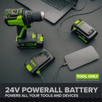 24V PowerAll Pro 1,430 ft-lb Breakaway Torque 1/2" Impact Wrench, Tool Only