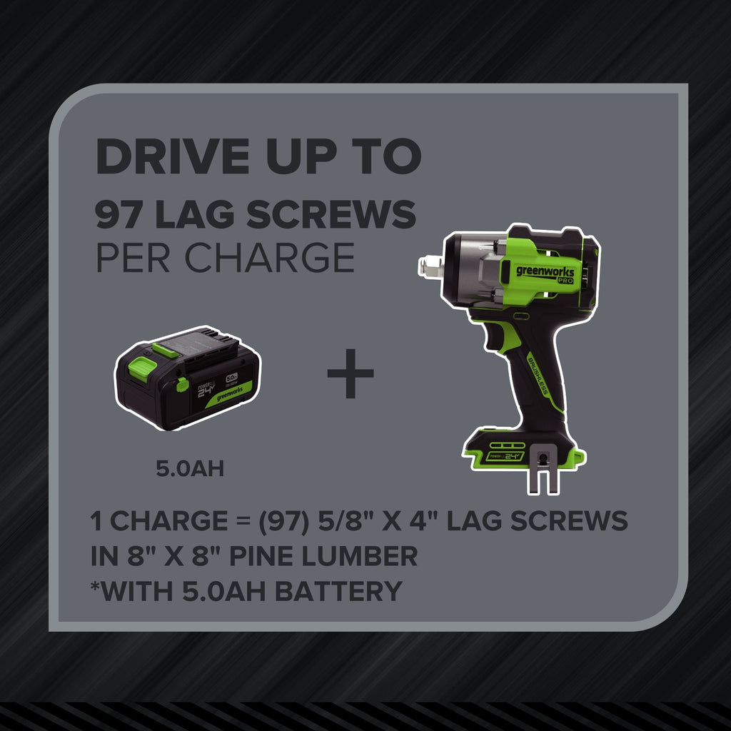 24V PowerAll Pro 750 ft-lb Breakaway Torque 1/2" Impact Wrench, Tool Only