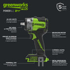 24V PowerAll Pro 400 ft-lb Breakaway Torque 3/8" Impact Wrench, Tool Only