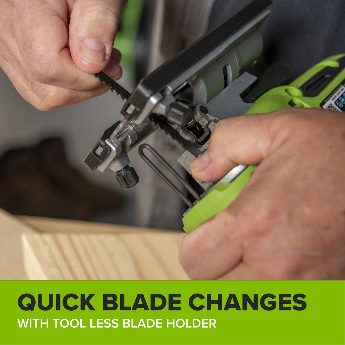 24V PowerAll Jigsaw with Blade, Dust Port Adapter, and Tube Adapter