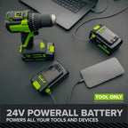 24V PowerAll Pro Jigsaw with Dust Port Adapter, Blade, and VAC Shroud