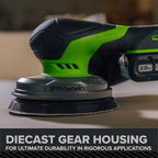24V PowerAll Pro 5" Orbital Sander, Tool Only, with Dust Bag, Edge Guard, and (3) Pieces of 80 Grit Sanding Paper