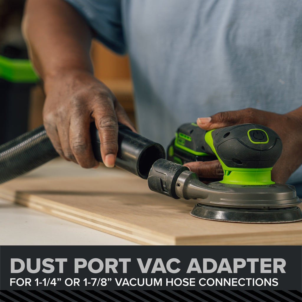 24V PowerAll Pro 5" Orbital Sander, Tool Only, with Dust Bag, Edge Guard, and (3) Pieces of 80 Grit Sanding Paper