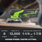 24V PowerAll Pro 5" Orbital Sander, Tool Only, with Dust Bag, Edge Guard, and (3) Pieces of 80 Grit Sanding Paper