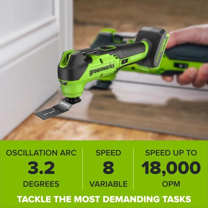 24V PowerAll 3.2° Oscillating Multi-Tool Kit with 3 Blades & 10-Piece Sanding Set