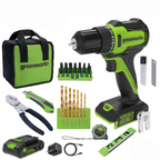 24V PowerAll 3/8" 280 in-lb Drill and 60 Piece Hand Tool/Accessories Project Kit, with 2.0 Ah USB-C Battery, 30W USB-C Charger Block, Carrying Bag