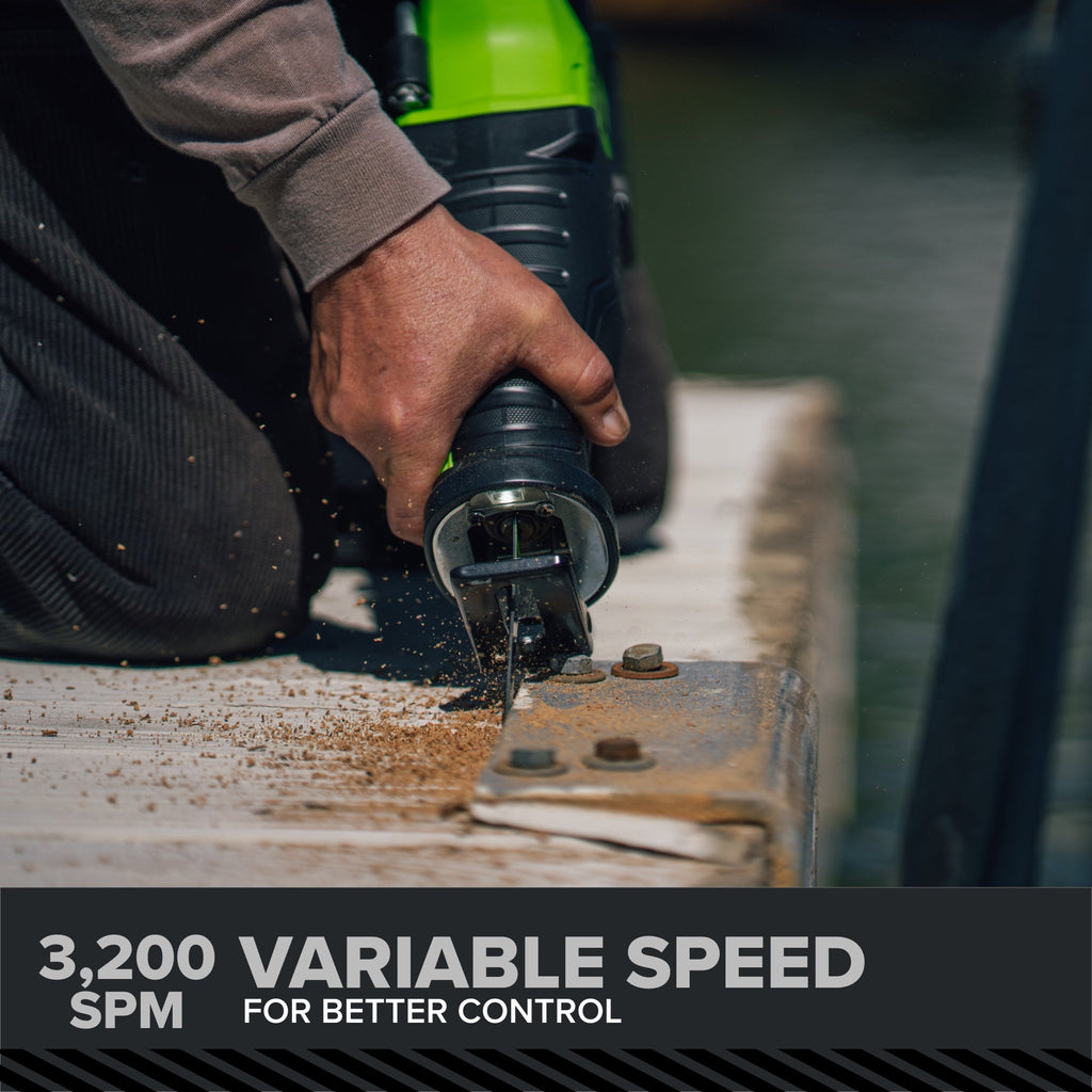 24V PowerAll Pro 1-1/4" Reciprocating Saw with Blade, 3,200 SPM
