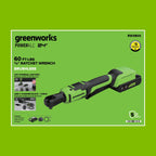 24V PowerAll 60 ft-lb 3/8" Ratchet Wrench, with 2.0 Ah Battery, 30W Charger, and 3' Cable