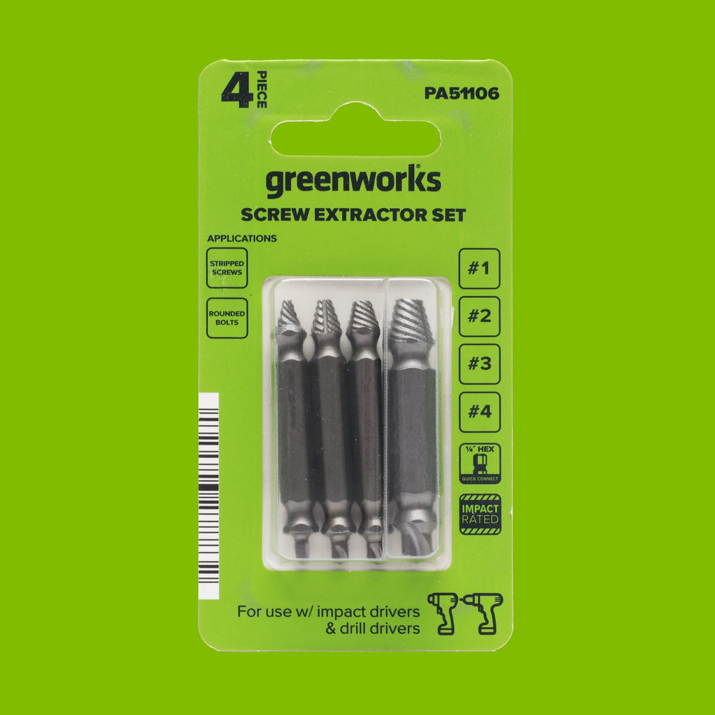 4-Piece Screw Extractor Set, #1-#4 Sizes, for Use with Impact and Drill Drivers