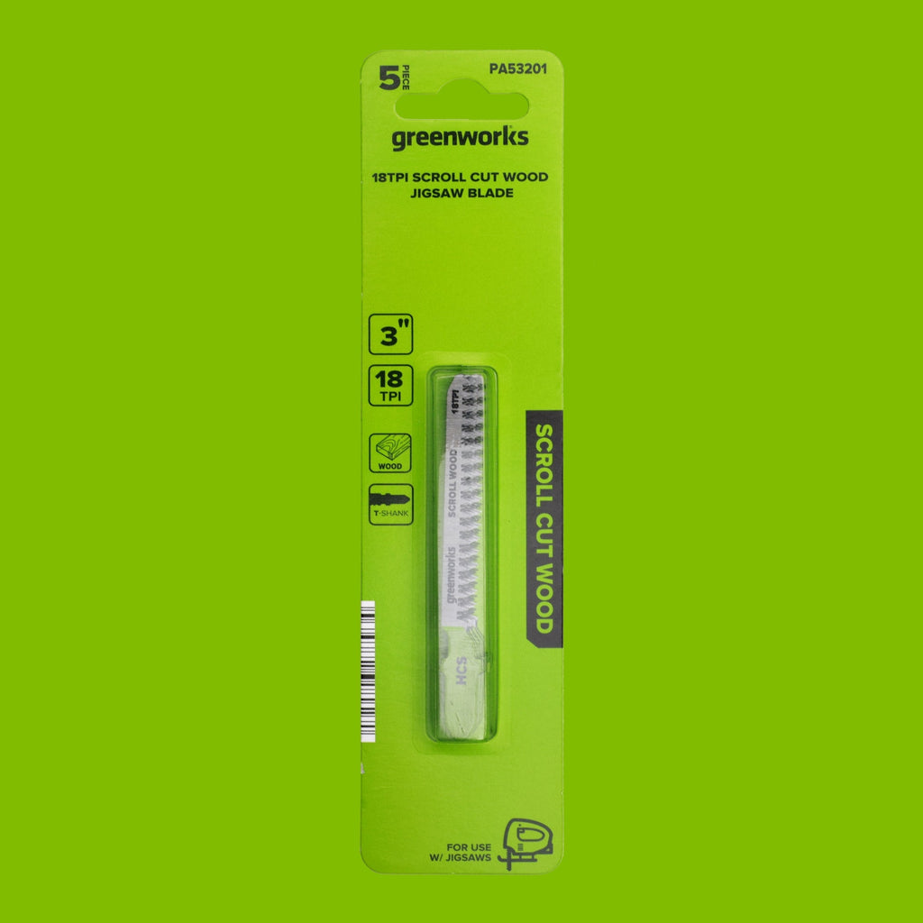 5-Pack of 3" Scroll Cut Wood Jigsaw Blades, Carbon Steel, with 18 Teeth-Per-Inch