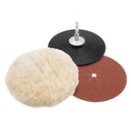 3-Piece 5" Sanding and Polishing Wheel Set with Buffing Bonnet, P80 Sandpaper, Backer Pad, Used with Impact or Drill Drivers