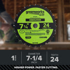 Pro 24-Tooth 7-1/4" Demolition Circular Saw Blade with Construction-Grade Carbide Teeth