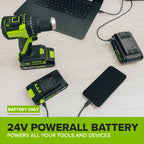24V PowerAll High Power 2.0 Ah Battery with Bi-Directional 65W USB-C Charging Port