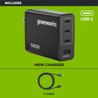24V PowerAll Charger Set with 140W USB-C Charger Block and (2) 3.3' 100W USB-C Cables