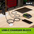 24V PowerAll Charger Set with 140W USB-C Charger Block and (2) 3.3' 100W USB-C Cables