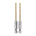 Half Ground 2-Piece 7/64-inch Hex Shank Titanium Drill Bit Set