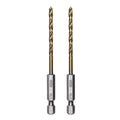 Half Ground 2-Piece 9/64-inch Hex Shank Titanium Drill Bit Set