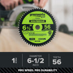 Pro 56-Tooth 6-1/2" Demolition Circular Saw Blade with Construction-Grade Carbide Teeth