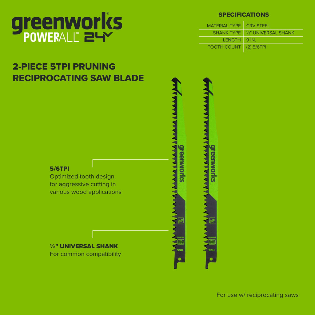 2-PC 9 in. 5TPI Recip Saw Pruning Blades