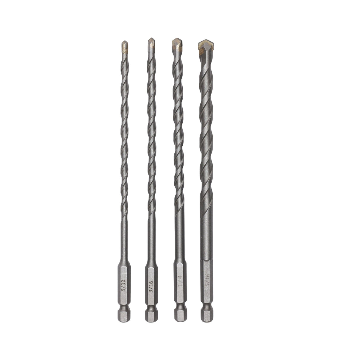 4-PC Hex Shank Masonry Drill Bit Set