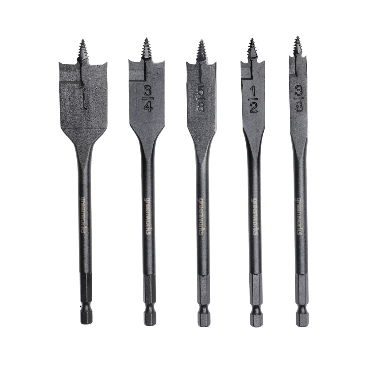 Pro 5-PC Spade Drill Bit Set w/ Full Threaded Pilot Point