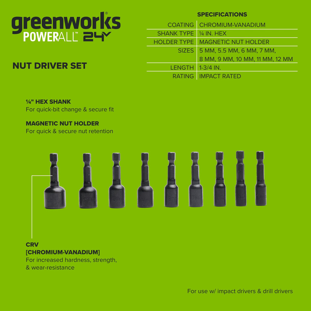 9-PC 1-3/4 in. Impact-Rated Magnetic SAE Nut Setters