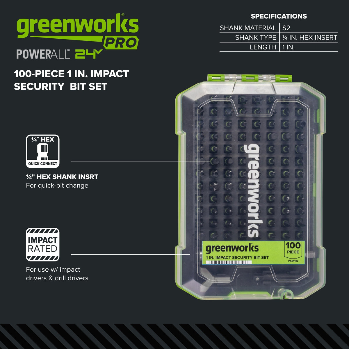 Pro 100-PC 1 in. Security Impact Rated Bits