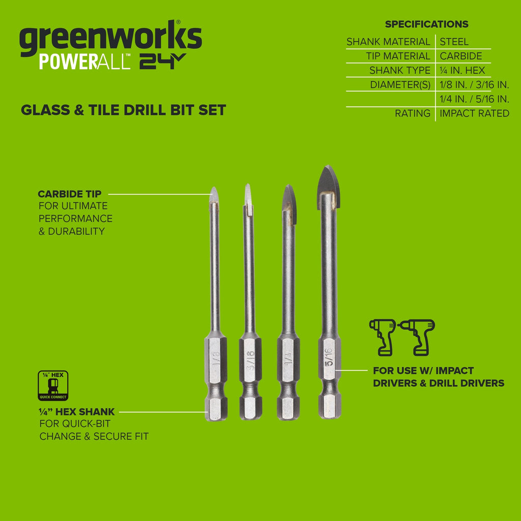 4-PC Glass and Ceramic Bit Set