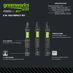 Pro 3-PC  S2 2” Impact Rated Bits - Square (#2)
