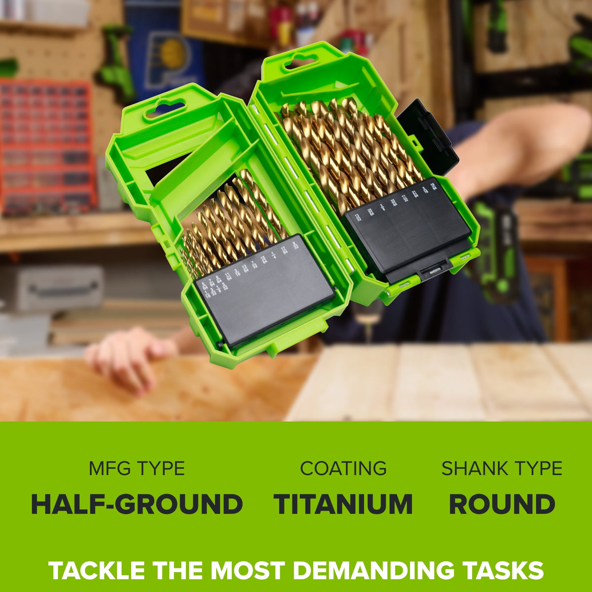 Half Ground  29-PC Titanium High-Speed Steel Index Drill Bit Set