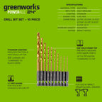 Half Ground 10-PC Hex Shank Titanium Drill Bit Set