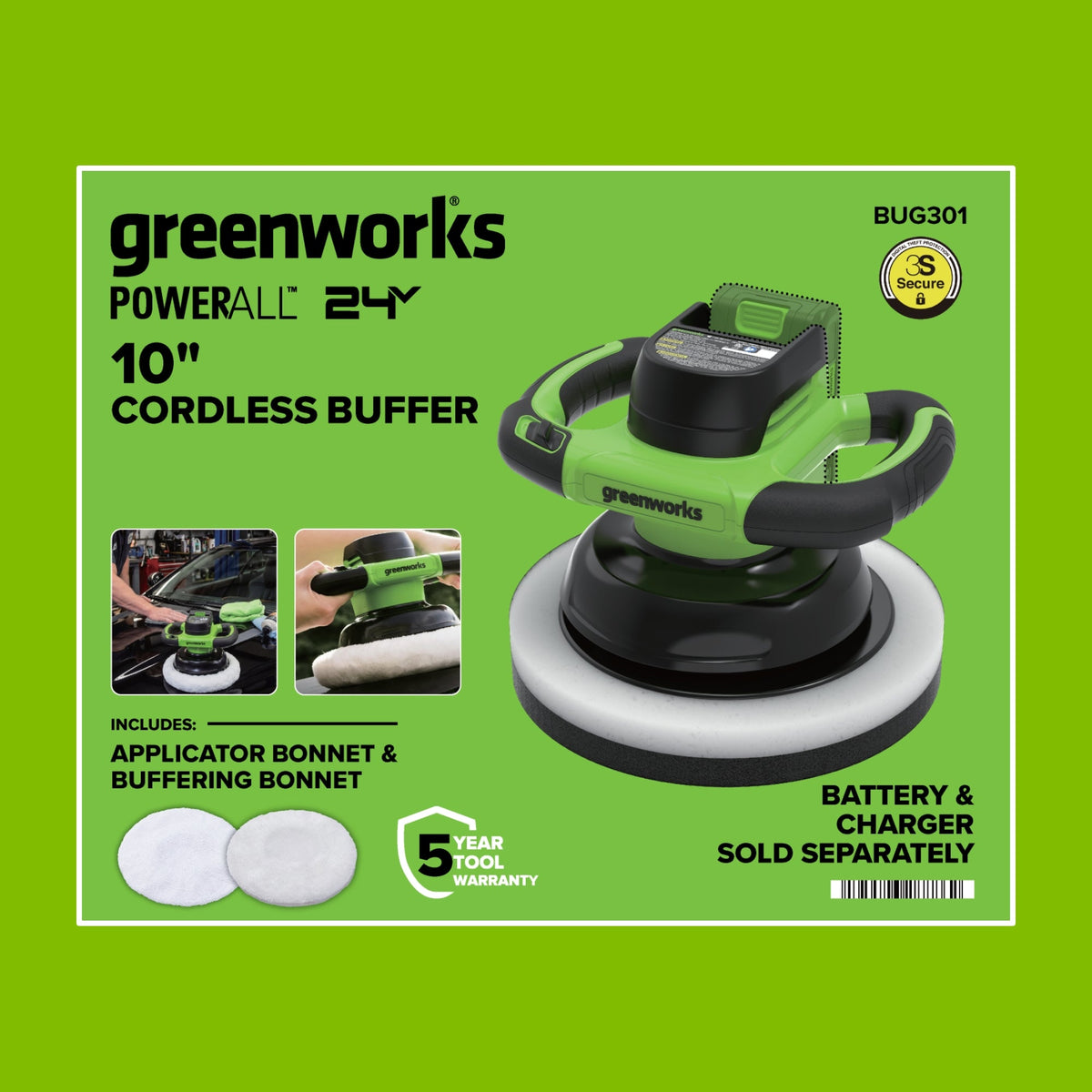 24V 10" Cordless Battery Buffer and Polisher (Tool Only)
