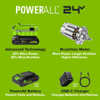 24V 3.5-Gal AC/DC Wet/Dry Vacuum: 4.0 Ah USB-C Battery and 30W Charger