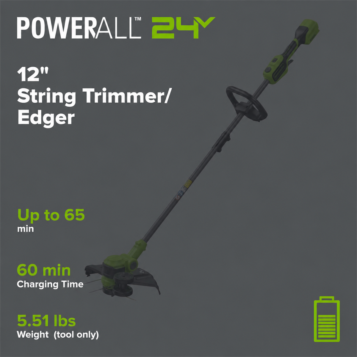 24V 13" Cordless Battery String Trimmer/Edger, 20PC Blades: 4.0Ah Type-C Battery and Charger