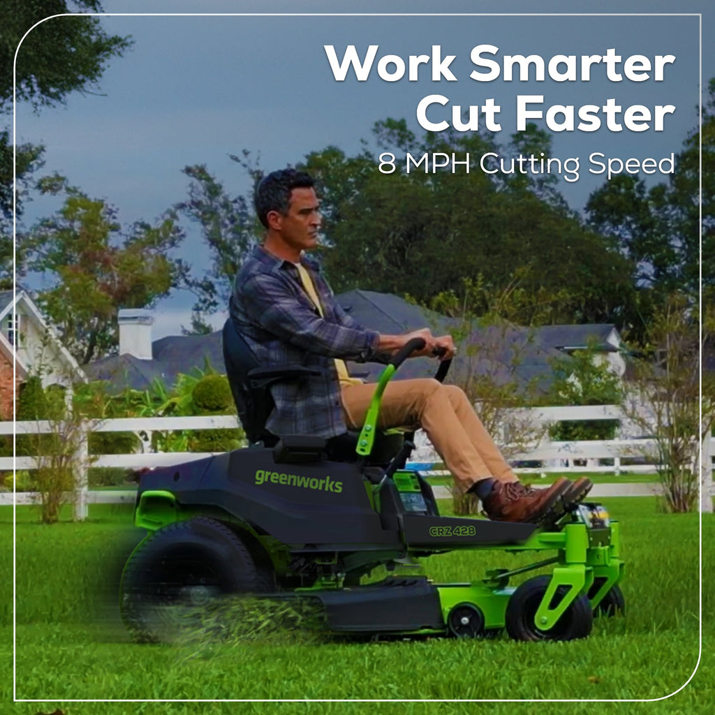 RENEWED 80V 42" Cordless Battery CrossoverZ Zero Turn Lawn Mower, (4) 5Ah Batteries and (3) Dual-Port Chargers, CRZ4282