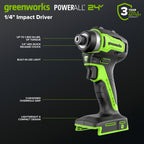 24V 1/4" 1950 in/lbs Brushless Impact Driver Premium Kit: (1) 2.0 Ah Battery, (1) 30W Charger & Cable and 23-piece Accessory Sets