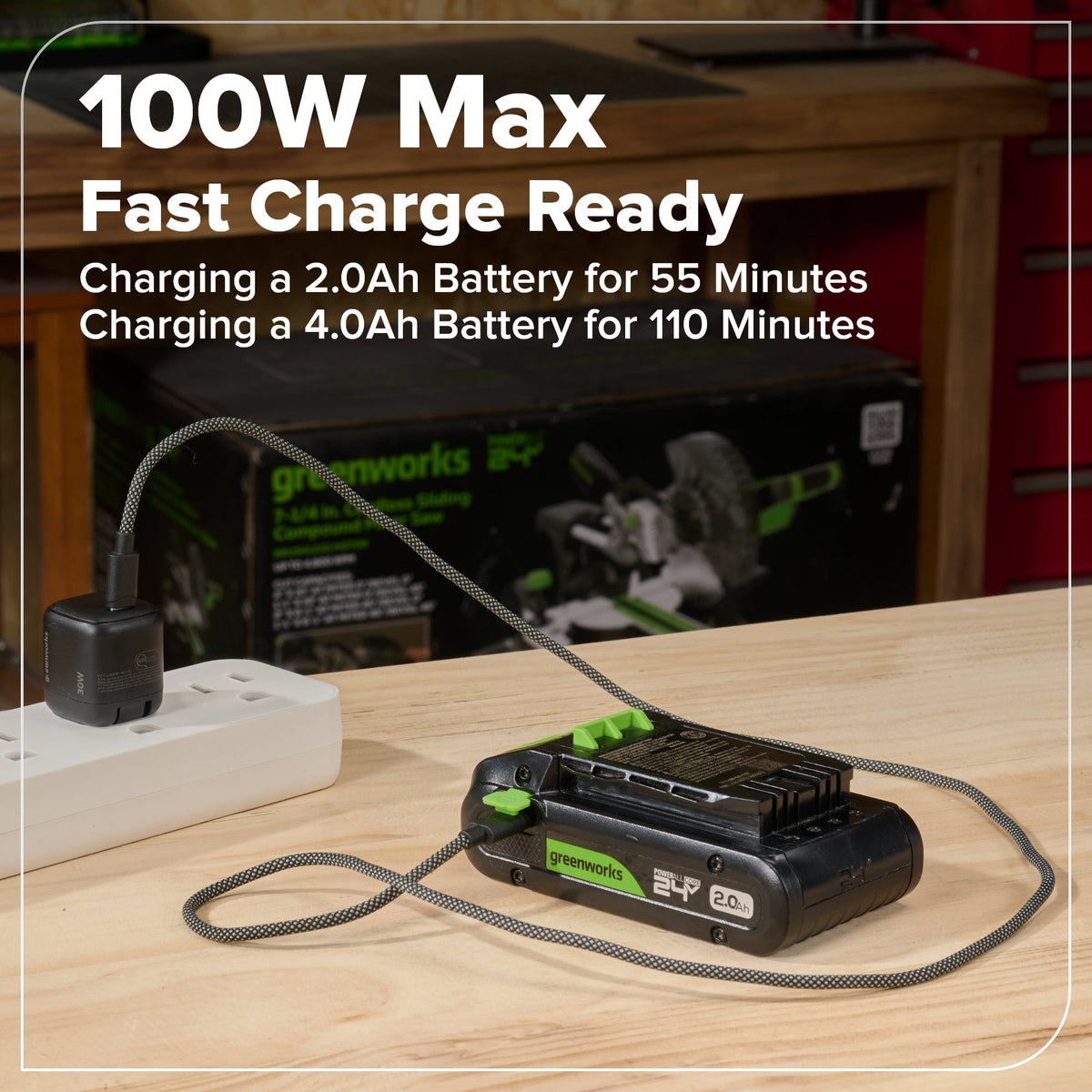 24V 1/2" 400 in/lbs Drill Driver: 2.0 Ah USB-C Battery, 30W Fast Charger and 20-PC Bit Accessory Kit