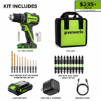 24V 1/2" 400 in/lbs Drill Driver: 2.0 Ah USB-C Battery, 30W Fast Charger and 20-PC Bit Accessory Kit