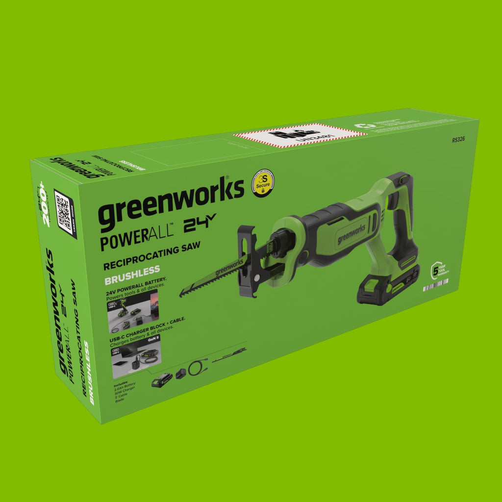 24V Cordless 280 in-lbs Drill/Driver Power Tool 3PC Combo Kit w/ 6-1/2" Circular Saw & 1-1/4" Reciprocating Saw : (2) 2.0Ah USB-C Battery, (2) 30W USB-C Charger, (2) 3' 100W USB-C Cable