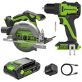 24V PowerAll 3/8" Drill Driver (280 in-lbs) & 6-1/2" Circular Saw (5000 RPM) Combo Kit: (1) 2.0Ah USB-C Battery, (1) 30W USB-C Charger, (1) 3' 100W USB-C Cable