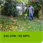 24V 320CFM Cordless Battery Leaf Blower: 2.0Ah Battery and Charger