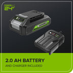24V 320CFM Cordless Battery Leaf Blower: 2.0Ah Battery and Charger